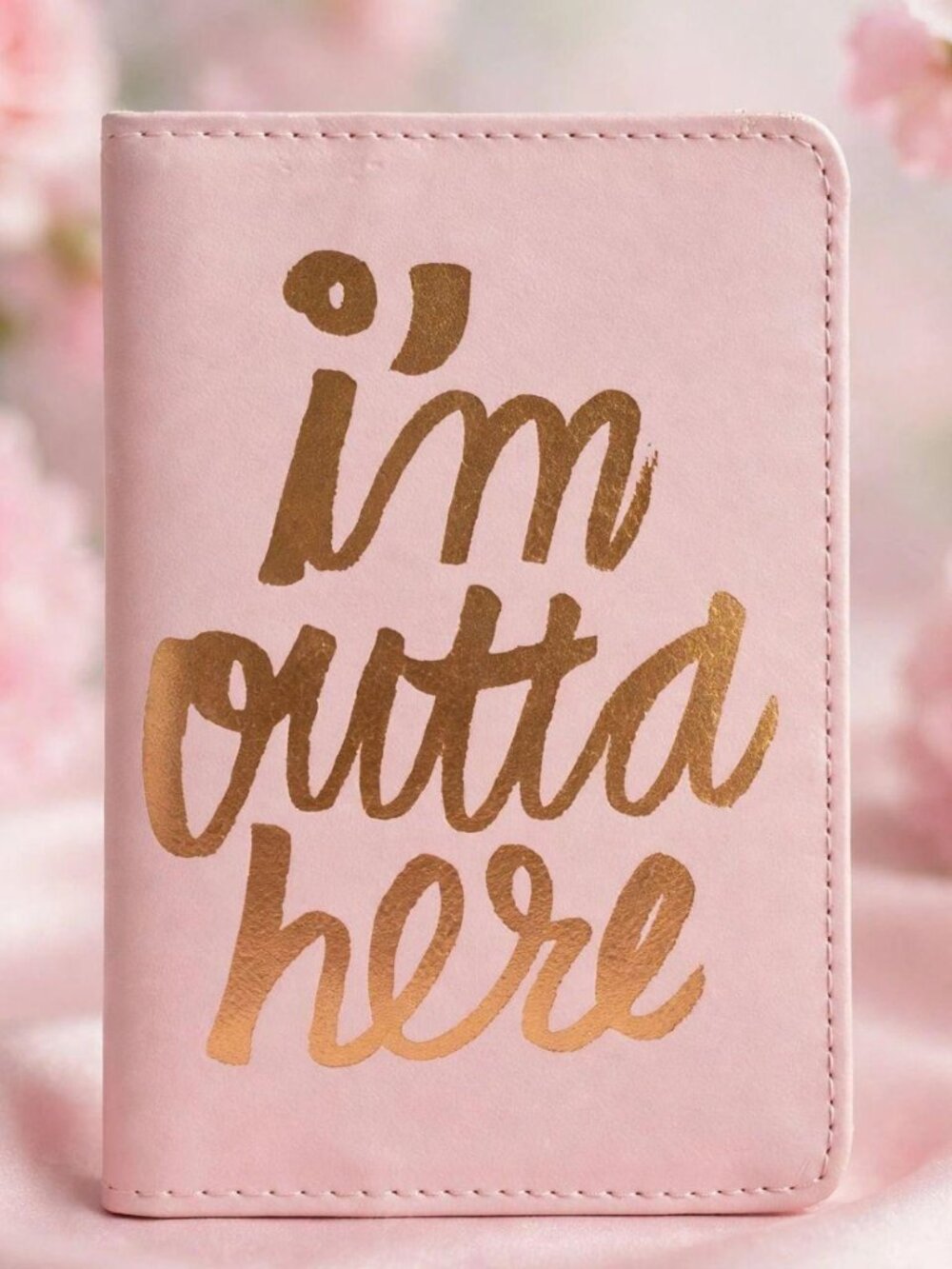 ban.do Passport Holder Blush Pink Gold Foil Im Outta Here Travel Wallet Cover